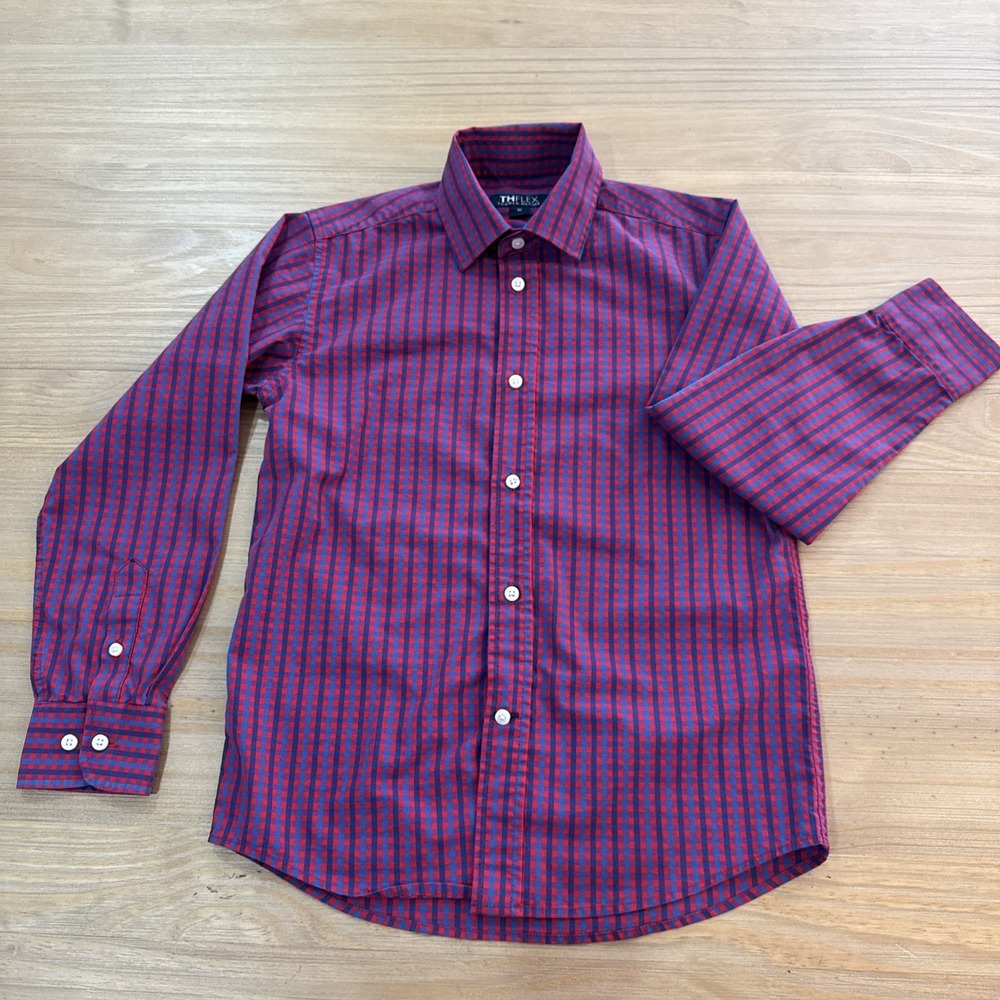 Tommy Hilfiger The Flex Boys Size 10 Red & Blue Plaid Button-Down Shirt